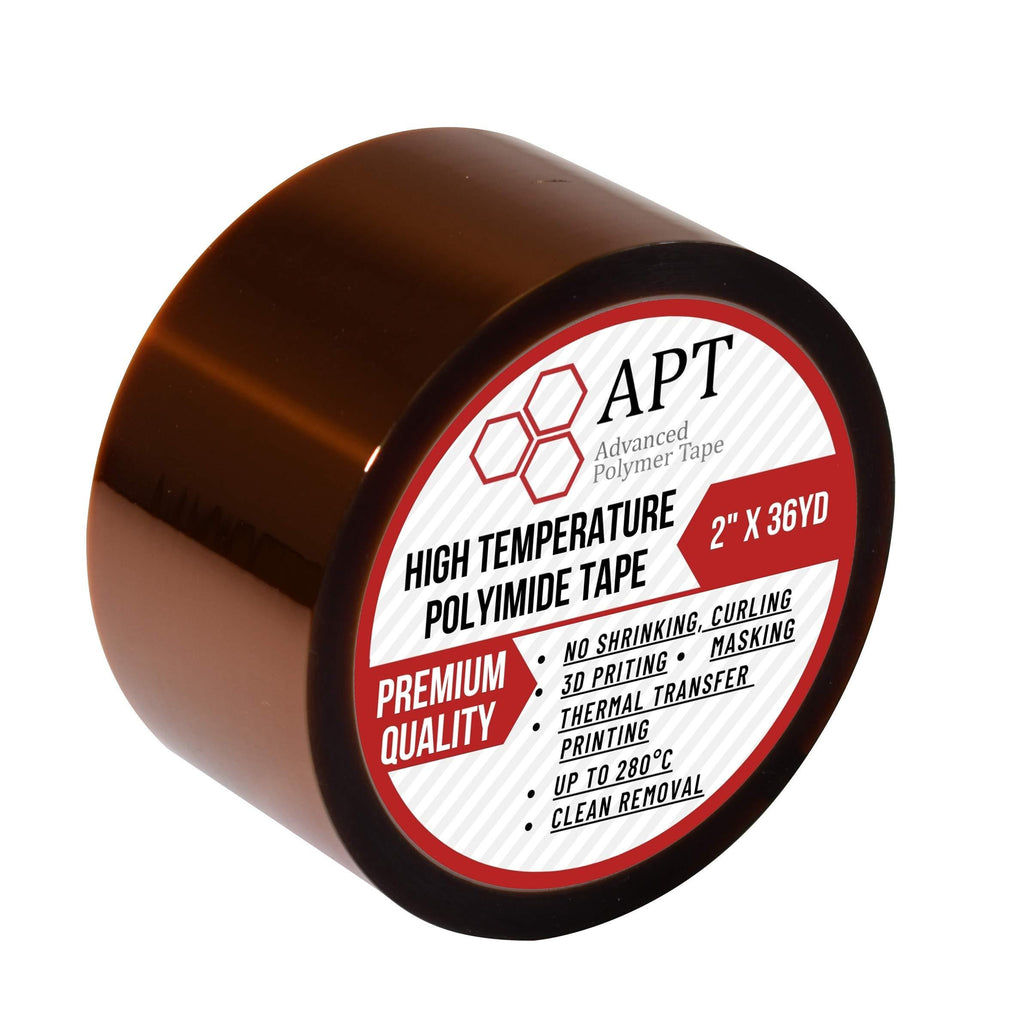 APT, 1 mil Thick Polyimide Adhesive Tape, HighTemperature and Heat Tape, for Masking, Soldering, Electrical, 3D Printer Application. (2"x 36 yds) 2"x 36 yds