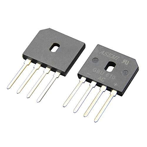 10x GBU610/GBU6M ASEMI Through Hole Bridge Rectifier Diode 6A 1000V High Frequency Medium Power for Monitorâ€¦