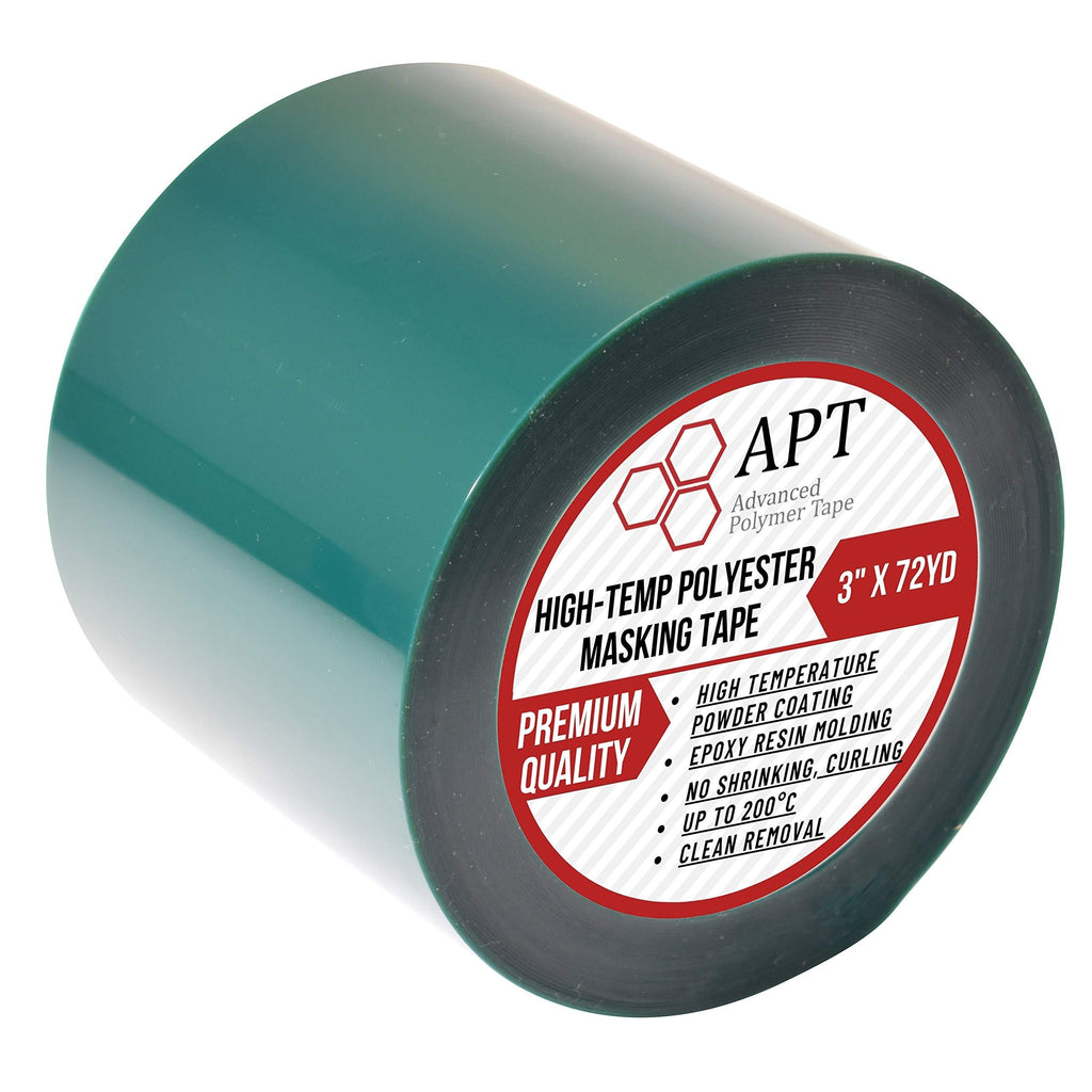 APT,2 Mil Polyester Tape with Silicone Adhesive, PET Tape, high Temperature Tape, 3.5 mil Thickness, Powder Coating, E-Coating (1, 3" x 72Yds) 1