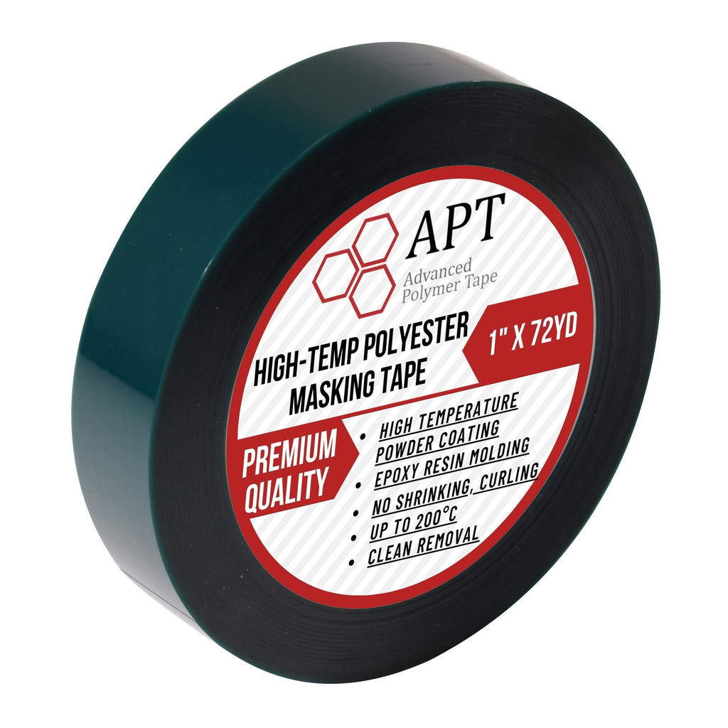 APT,2 Mil Polyester Tape with Silicone Adhesive, PET Tape, high Temperature Tape, 3.5 mil Thickness, Powder Coating, E-Coating (1, 1" x 72Yds)