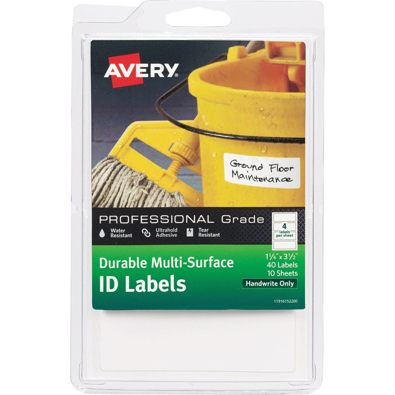 AVE61522 - Averyreg; Durable ID Labels, Permanent Adhesive, 1-1/4 x 3-1/2 , 40 Labels