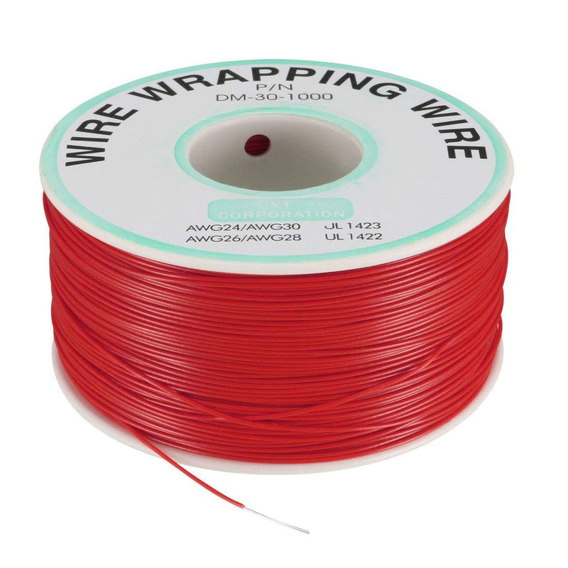 uxcell OK Wire Tin Plated Copper Cord Wire Wrapping P/N DM-30-1000 30 AWG 820ft Length Red
