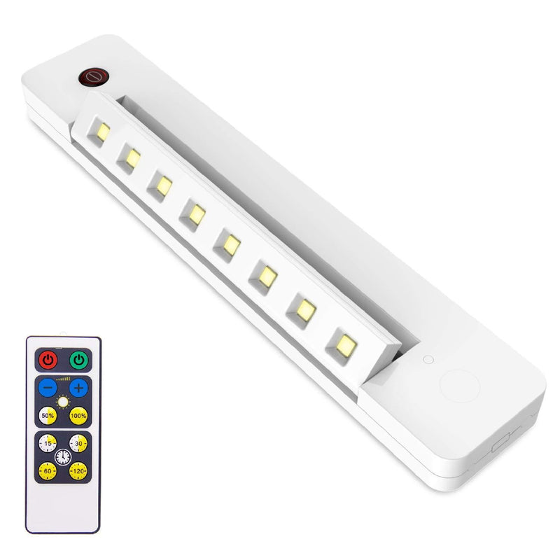BIGLIGHT Under Counter Light Battery Operated, Dimmable Closet Light with Remote and Timer, Wireless Under Cabinet Lighting, Swivel Stick on Lights for Art Pantry Wardrobe Shelf, Warm White, 10 Inch