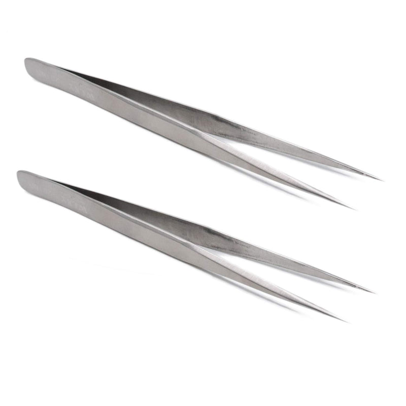 Xiaoyztan 2 Pcs Precision Tweezers Fine-Pointed Tip Metal Tweezers with Protective Sleeves for Crafts Jewelry Watch Clock Electronic Components Beading Repair
