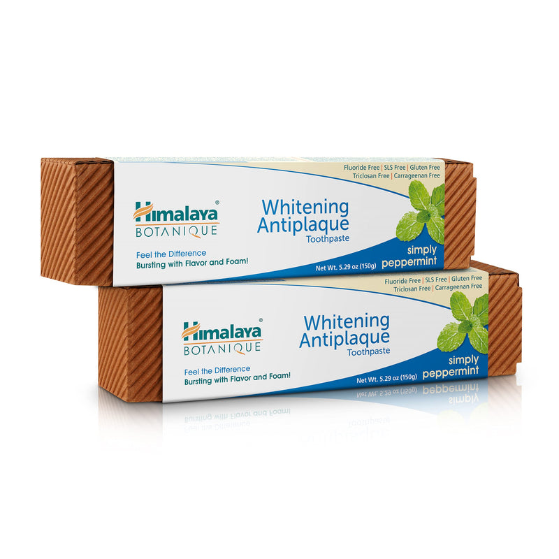 Himalaya Botanique Complete Care Whitening Toothpaste, Simply Peppermint, for a Clean Mouth, Whiter Teeth and Fresh Breath, 5.29 oz, 2 Pack 5.29 Ounce (Pack of 2)
