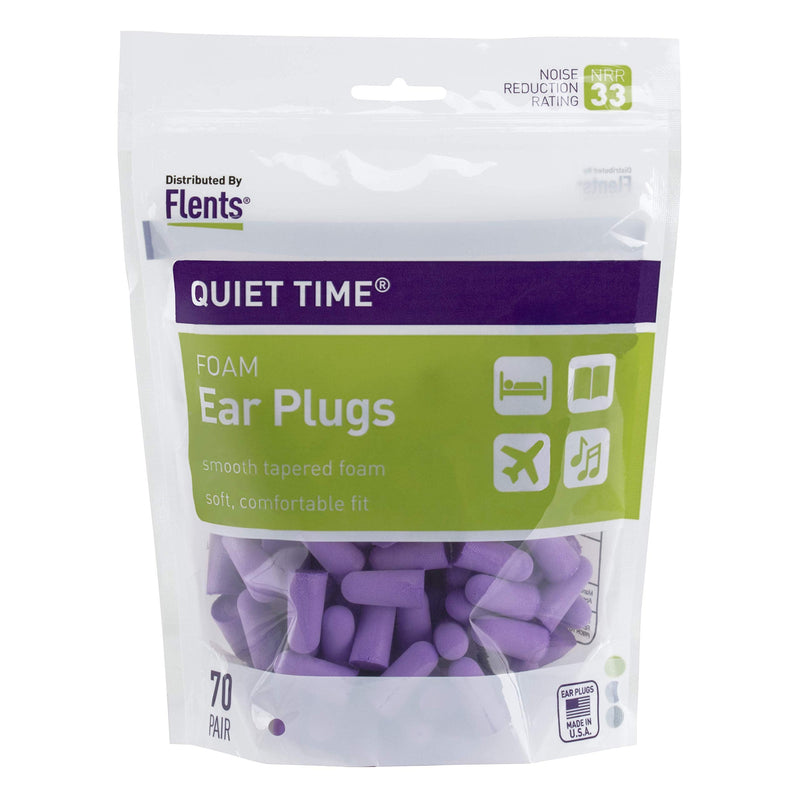 Flents Ear Plugs for Sleeping, Snoring, Loud Noise, Traveling, Concerts, Construction, & Studying, Made in the USA, NRR 33, Purple, 70 Pair 70 Pair Purple NRR33