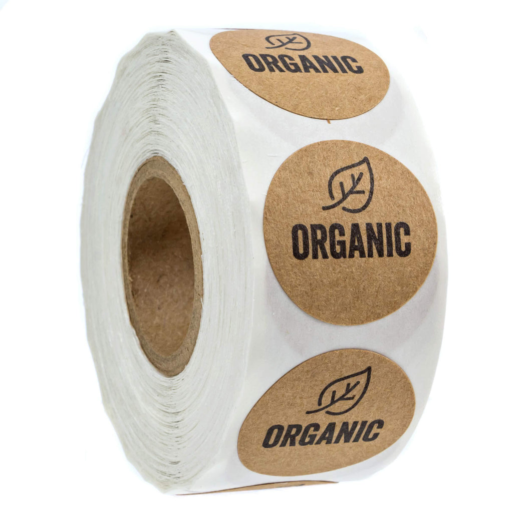 Organic Made Stickers / 1" Inch Round Natural Kraft Organic Stickers/Organic Labels 500 Labels per roll