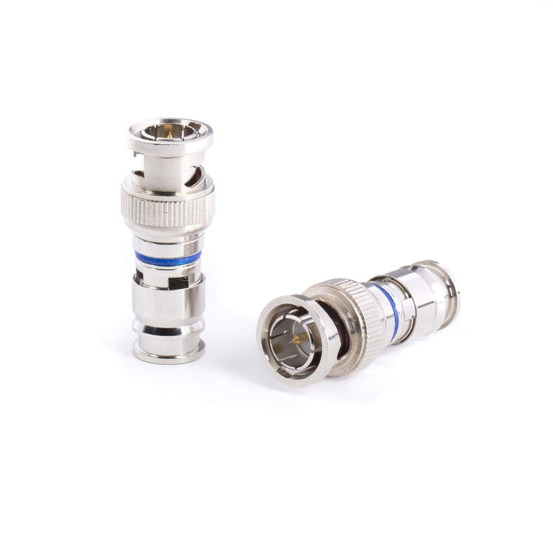 BNC Compression Connector for RG6 Coaxial Cable - Pack of 10 - Solid Construction with High Grade Metals - Male BNC Connectors for CCTV, SDI, HD-SDI, Siamese, Security Camera 10 Pack Silver, RG6