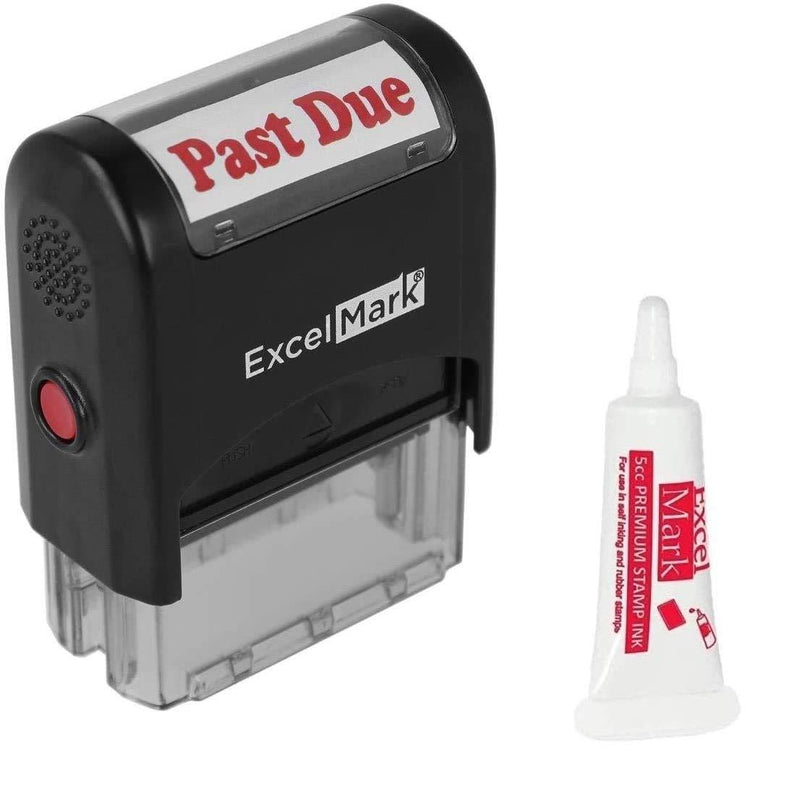 Past Due Self Inking Rubber Stamp - Red Ink (Stamp Plus 5cc Refill Ink)