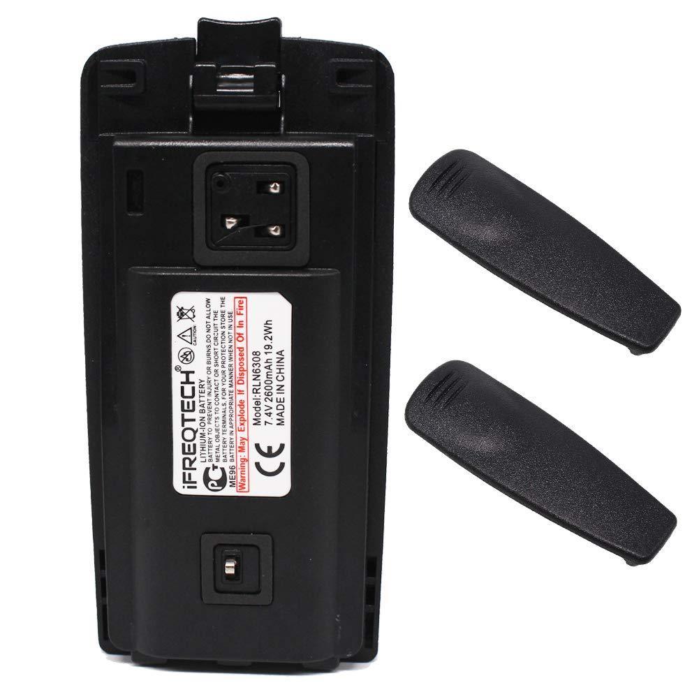 RLN6305 Battery for Motorola CP110 RDU2020 RDU4100 RDU4160D RDV2020 RLN6308 Li-ion Battery with 2 Pcs Belt Clip 2600mAh