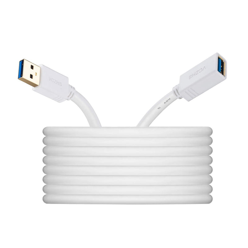 Short USB 3.0 Extension Cable White 1 ft, VCZHS USB 3.0 Male to Female Extension Cable USB 3.0 Extender Cord 1FT