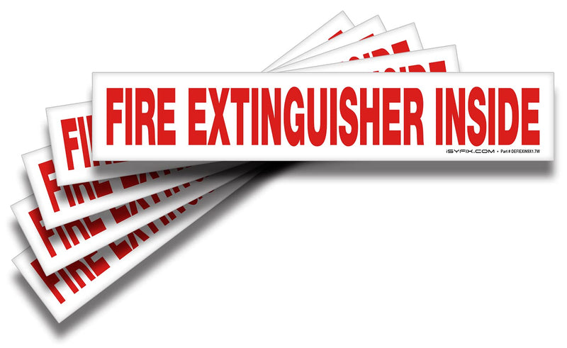 Fire Extinguisher Inside Signs Stickers – 5 Pack 9x1.7 Inch – Premium Self-Adhesive Vinyl, Laminated for Ultimate UV, Weather, Scratch, Water and Fade Resistance, Indoor and Outdoor White