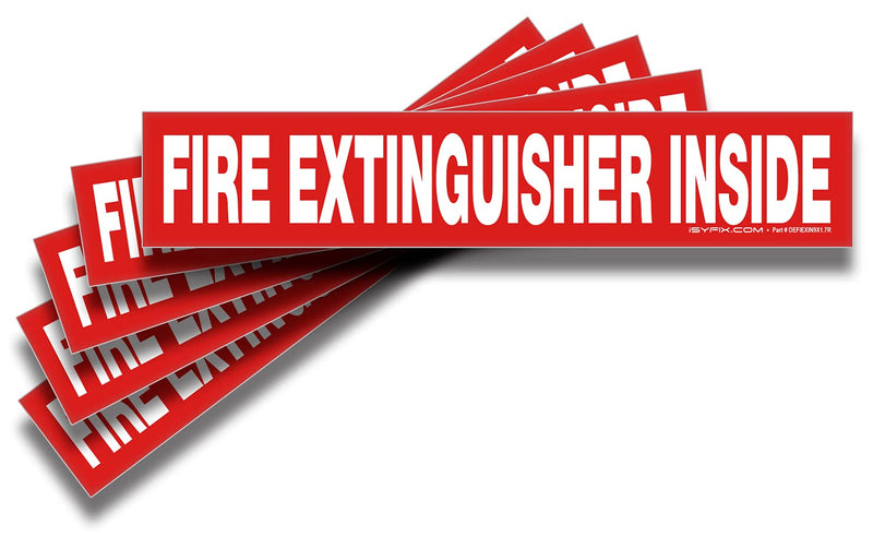 Fire Extinguisher Inside Signs Stickers – 5 Pack 9x1.7 Inch – Premium Self-Adhesive Vinyl, Laminated for Ultimate UV, Weather, Scratch, Water and Fade Resistance, Indoor and Outdoor Red