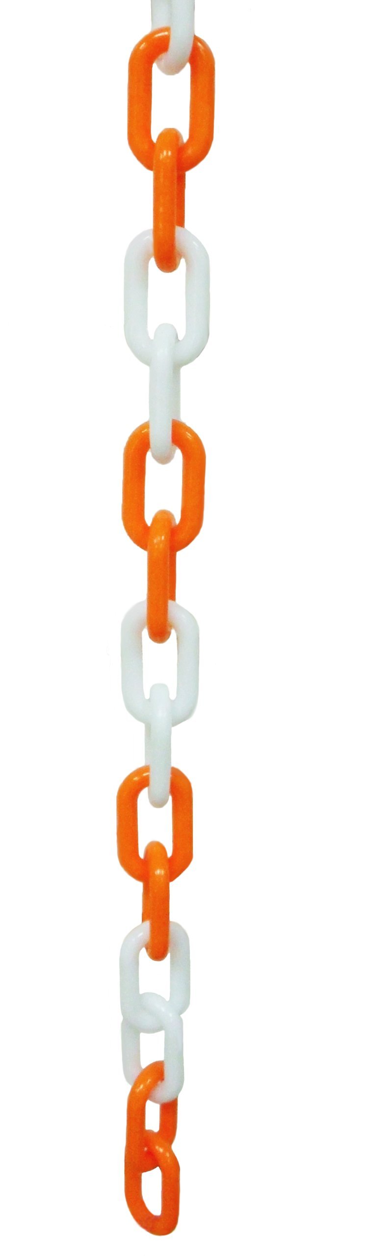 Plastic decorative safety security chain 10FT, Crowd Control Center (WHITE/ORANGE+S HOOKS) WHT/ORG+SHOOKS