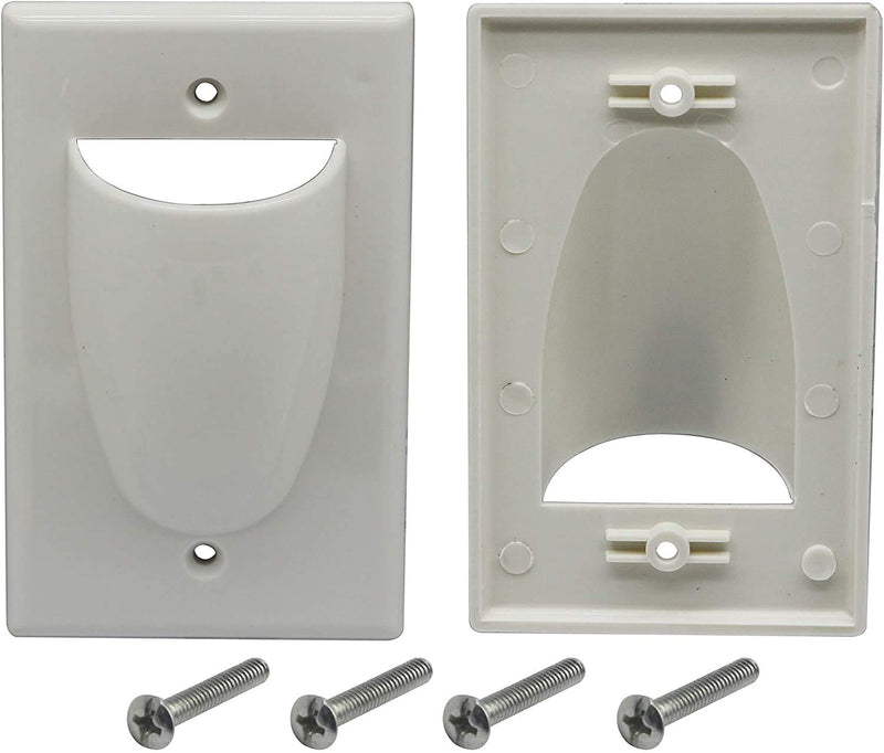 zdyCGTime Bulk Nose Faceplate Wall Plate for Cabling 1 Gang Cable Plate Internal Management Convex Audio Video Cable Pass Through Nose Plate White (2 Pack)