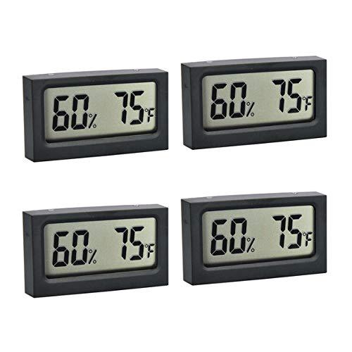 Pinmu 4-Pack Mini Digital Electronic Temperature Humidity Meters Gauge LCD Indoor Humidity Monitoring Display. for Cars, Bedrooms, Baby Rooms, Etc. Bk
