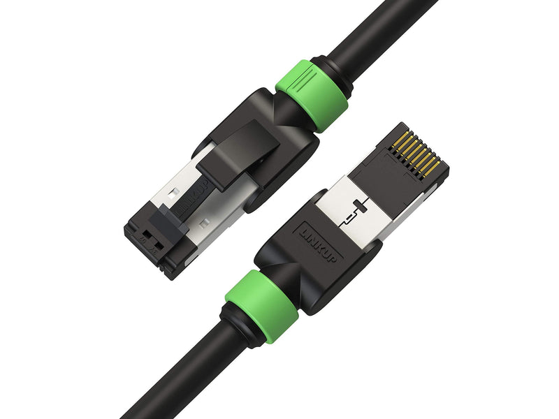 LINKUP - [Tested with Versiv CableAnalyzer] Cat7 Ethernet Cable -7 FT (2 Pack) 10G Double Shielded RJ45 S/FTP | Network Internet LAN Switch Router Game | High-Speed | 26AWG Black 7 FT (26AWG) - 2 Pack (17.96) 26AWG Black Cord + Green Ring (7ft)