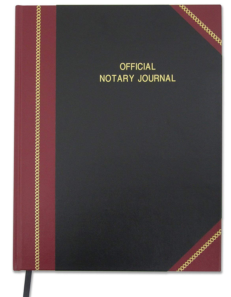 BookFactory Official Notary Journal/Log Book 96 Pages 8.5" X 11" 380 Entries 50 State Journal of Notarial Acts, Black and Burgundy Cover, Black Ribbon Hardbound (LOG-096-7CS-LKMST71(Notary)) Hardbound 96 Pages - 380 entries