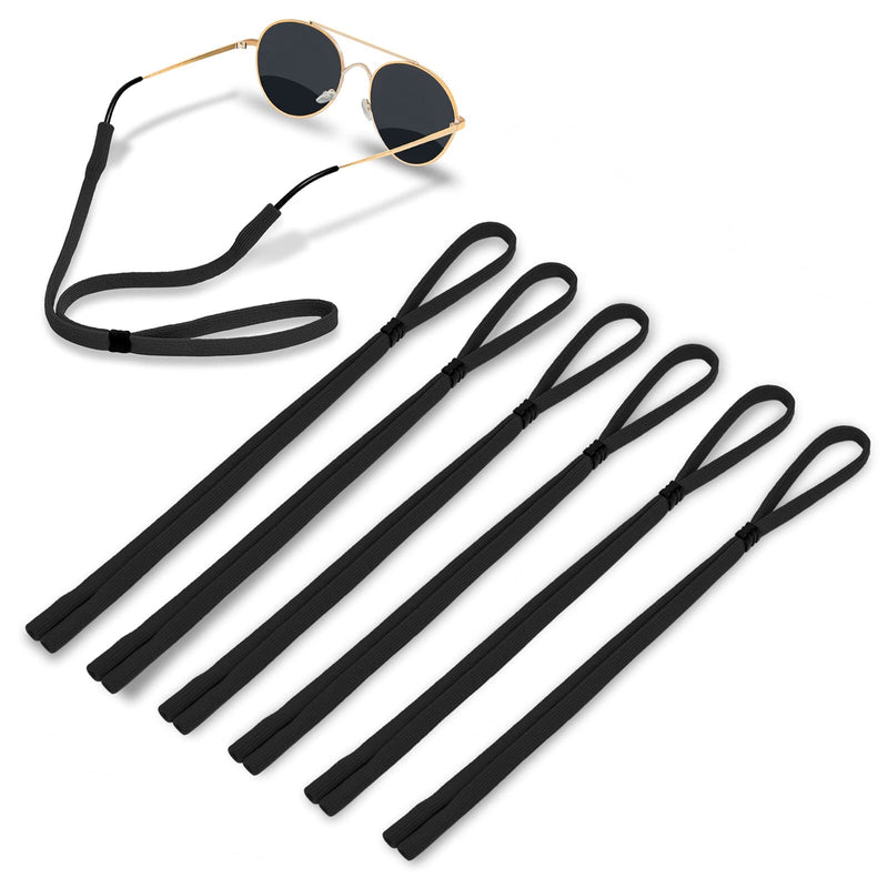 Glasses Strap- Sports Glasses Holder (Pack of 6) Unisex Sunglass Strap ,Soft Comfortable Eye Glasses String Strap for Men Women 6 Pack（black）