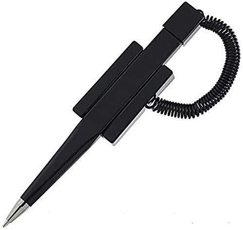 Pack of 5 Counter Coil Corded Wedgy Pen with Adhesive Backing, Black Ink