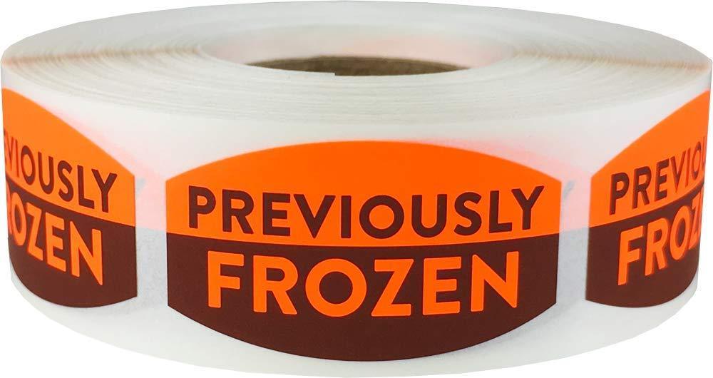 Previously Frozen Grocery Store Food Labels .75 x 1.375 inch Oval Shape 500 Total Adhesive Stickers