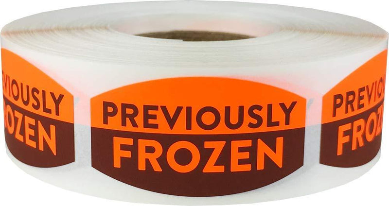 Previously Frozen Grocery Store Food Labels .75 x 1.375 inch Oval Shape 500 Total Adhesive Stickers