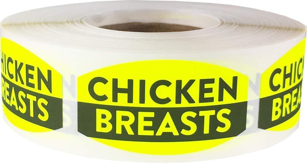 Chicken Breasts Grocery Store Food Labels .75 x 1.375 inch Oval Shape 500 Total Adhesive Stickers