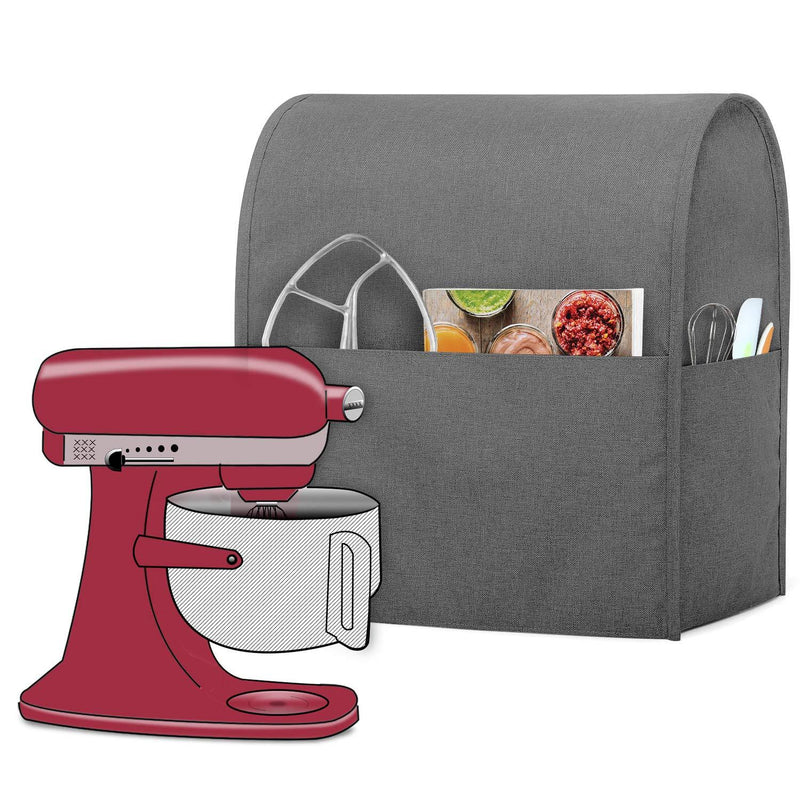 Luxja Dust Cover Compatible with 6-8 Quart Stand Mixer, Cloth Cover with Pockets for Stand Mixer and Extra Accessories (Compatible with 6-8 Quart Stand Mixer), Gray Fits for 6-8 Quart