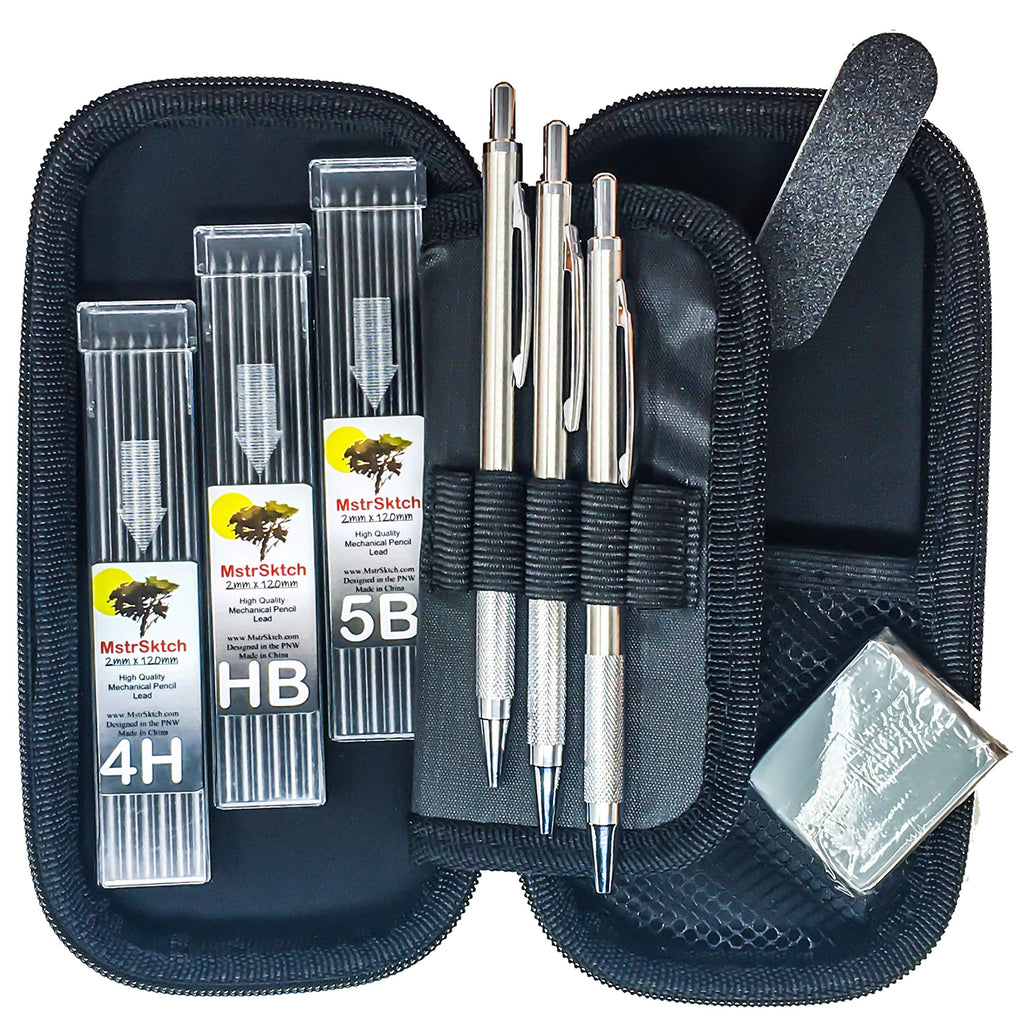 MstrSktch Mechanical Drawing Pencils for Artists - Set 9pc Black Canvas