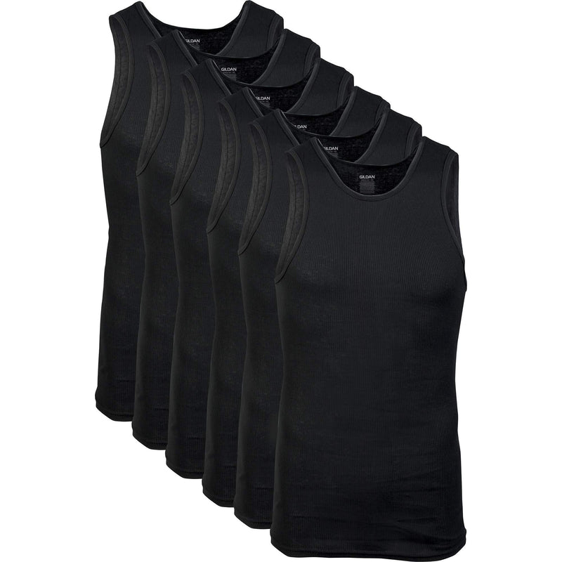 Gildan Men's A-Shirts Tanks Multipack Small Black (6 Pack) 6