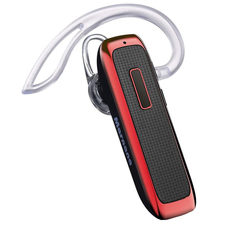Bluetooth Headset, Marnana Wireless Bluetooth Earpiece with 18 Hours Playtime and Noise Cancelling Mic, Ultralight Earphone Hands-Free for iPhone iPad Tablet Samsung Android Cell Phone Call - Red