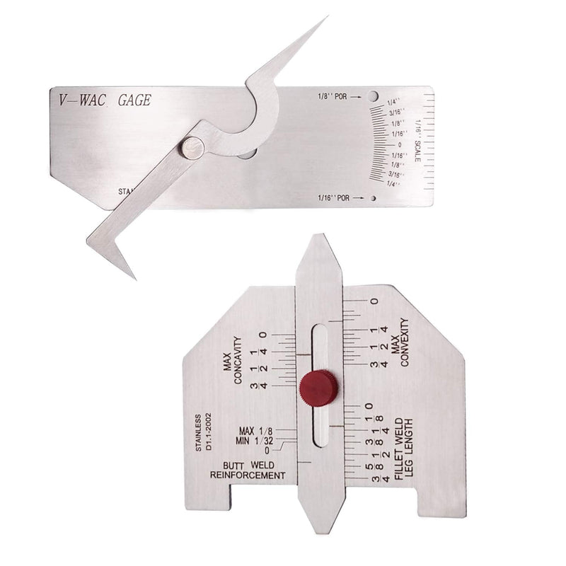 Necygoo Weld Gauge Set 0-1/4'' Porosity Undercuts Checking Gauge with 0-3/4'' Convexity Concavity Welding Gauge Stainless Steel Imperial Measurement for Welding Inspection inch