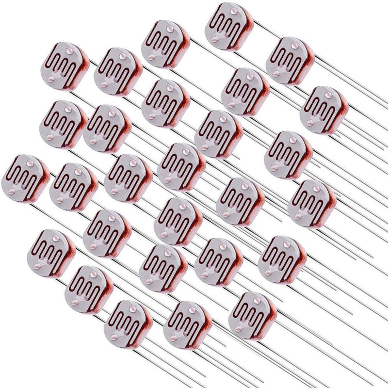 Onwon 30 Pieces Photoresistor Set 5mm 50-100K Ohm Photo Light Sensitive Resistor Light Dependent Resistor for DIY and Experiments, GM5539 5539