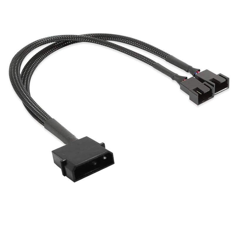 2 Pack 4-Pin Molex (Actual 2-Pin) to 2 x 3 Pin / 4 Pin PMW 12V PC Case Fan Power Adapter Cable, 3-Pin or 4-Pin (PWM Connector) to Molex Computer Cooler Cooling Fan Splitter Y Power Cable