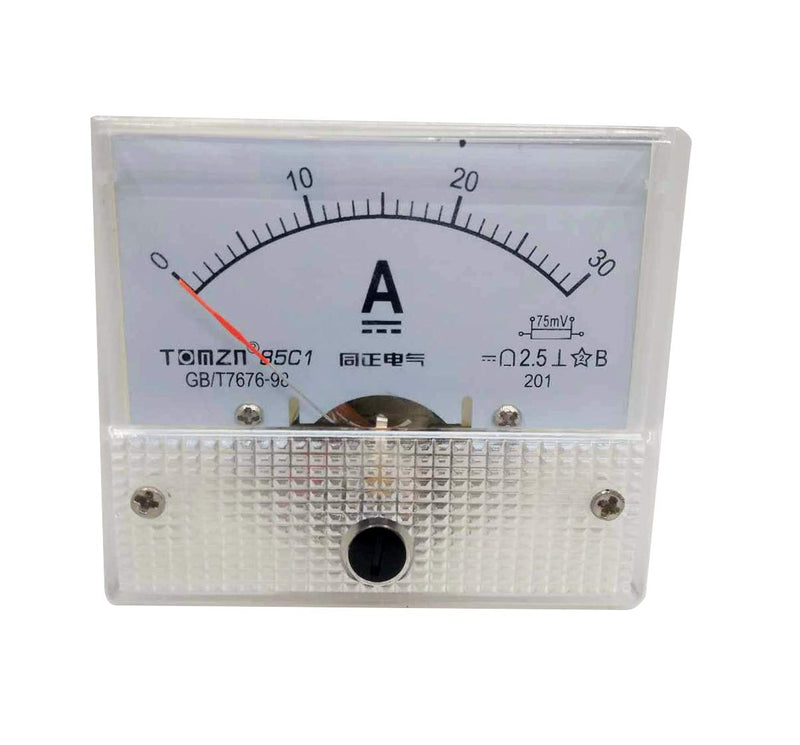YXQ 0-30A Analog Current Panel 85C1-A Amp Ammeter Gauge Meter 2.5 Accuracy 75mV for Auto Circuit Measurement Tester (DC 30A) DC 30A