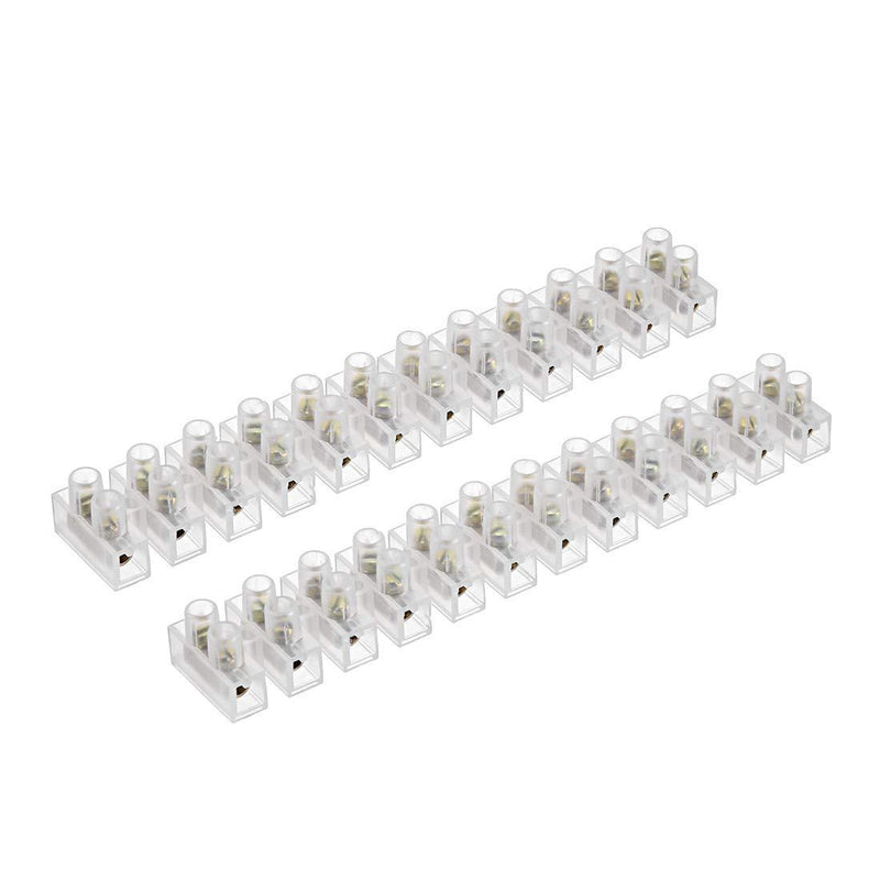 uxcell Terminal Strip Screw Terminal Barrier Block 10A 12 Position Dual Row Type H Wire Connector 2pcs