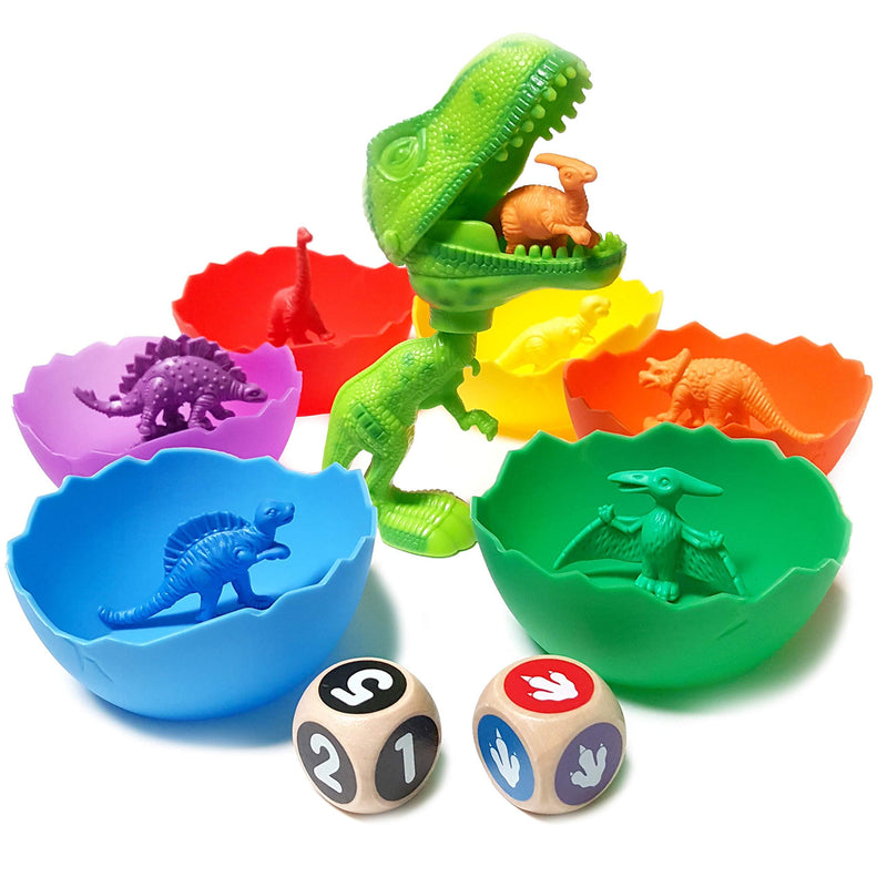 Jumbo Sorting & Counting Dinosaurs Matching Game - Educational Dinosaur Toys for 2 3 4 5 Year Olds with 54 Math Manipulatives, Dino Grabber, Toddler Games Dice, Toy Storage & Kids Activities eBook DINOSAUR SET: 48 Dinos, 6 Cups, 2 Dice, Tote