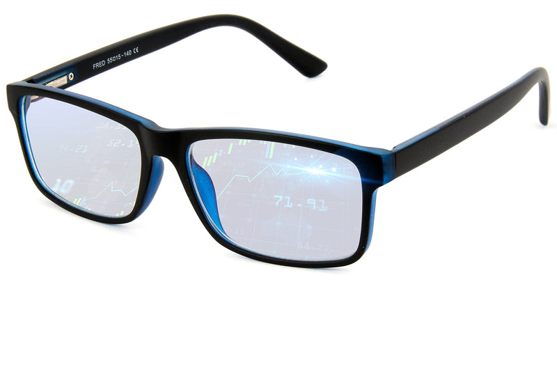 Blue Light Blocking Glasses â€“ Anti-Fatigue Computer Monitor Gaming Glasses Prevent Headaches Gamer Glasses Black/Blue 0.0 x