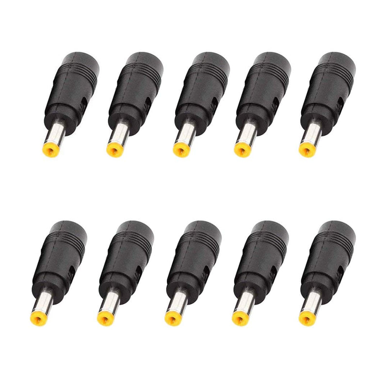 XMHF DC Power Converter Plug, 4.8mm x 1.7mm Male to 5.5mm x 2.1mm Female Jack Adapter Connector Black & Yellow Tip 10pcs