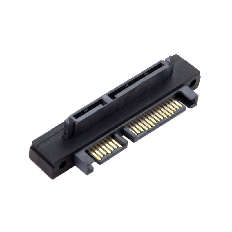 CY SATA 22Pin 7+15 Male to SATA 22Pin Female Extension Convertor Adapter 90 Degree Up Angled Black-Up-Angled