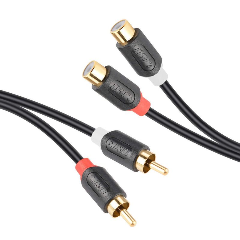 J&D 2 RCA Extension Cable, RCA Cable Gold Plated Audiowave Series 2 RCA Male to 2 RCA Female Stereo Audio Extension Cable, 6 Feet