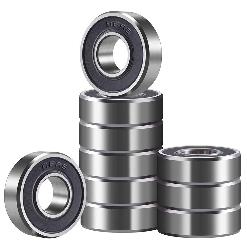 10 Pack R6-2RS Ball Bearings, 3/8’’x 7/8’’x 9/32’’ Double Rubber Sealed Miniature Deep Groove Ball Bearing, R6 - rs