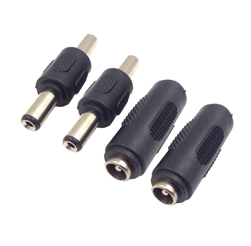 Qaoquda 2.1mm X 5.5mm DC Power Adapter, (2 Pairs) DC Power 5.5mm x 2.1mm Female to Female Coupler Male to Male Coupler LED/CCTV Camera