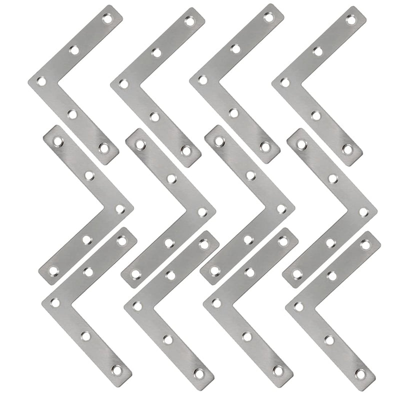 Rannb 15pcs Flat L Bracket Stainless Steel Repair Plate 80mm x 80mm x 1mm