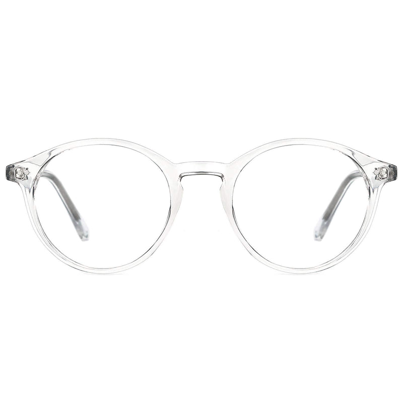 TIJN Blue Light Blocking Glasses Men Women Vintage Thick Round Rim Frame Eyeglasses 01transparent