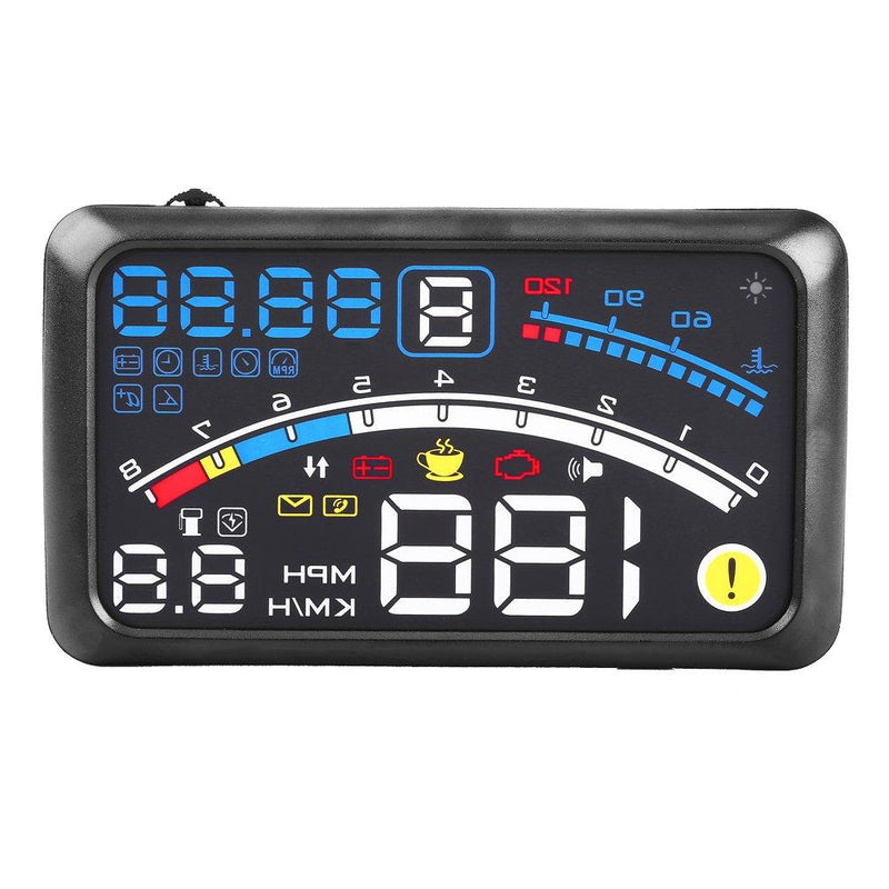 5.5" Car Hud Display, Universal F4 MPH Over Speed Alarm Speedometer Display KMH Windshield Projection Film 12V for Cars Navigation Other Vehicles