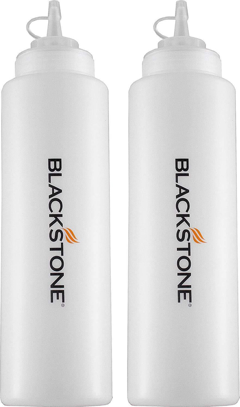 Blackstone 5071 Premium Leak-Free 32 oz Large Set of 2 Durable Clear Food Dispenser Squeeze Squirt Bottle Griddle Accessory with Cap for Sauces, Oil, Condiments,Salad Dressings, Water