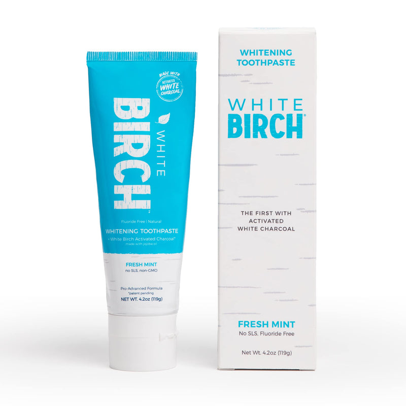 White Birch Activated White Charcoal Whitening Toothpaste- Professional Teeth Whitening Charcoal - Natural & Fluoride Free Oral Care (White Charcoal Toothpaste)