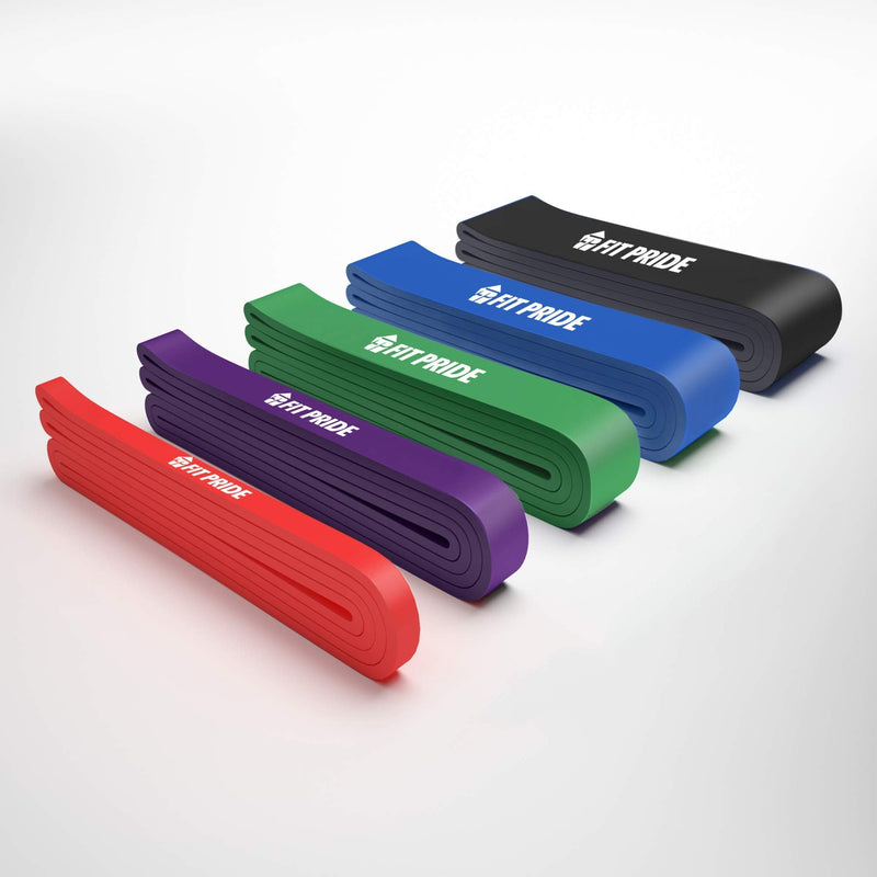 FIT PRIDE Resistance Band for Pull Up Exercise Stretchable Increase Mobility for Powerlifting Great for Workout Includes Free Fitness Guide #4 Blue (50-125 lbs)