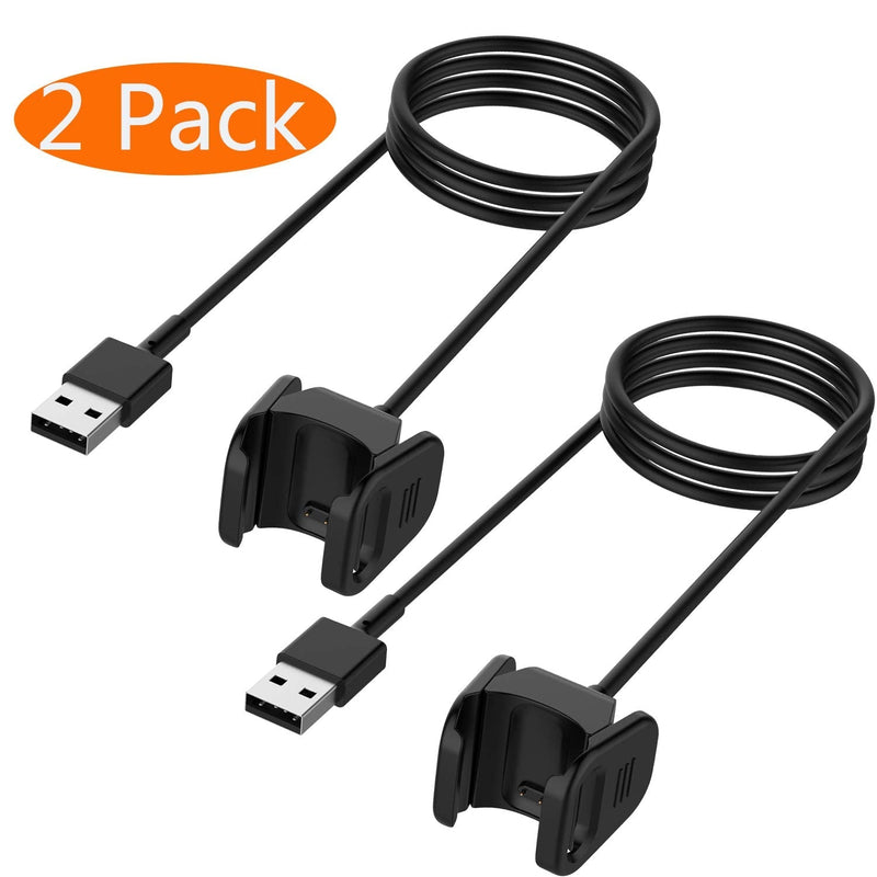 Smartwatch Charging Cable Compatible with Fitbit Charge 3/Charge 4 Charger, 2-Pack 3.3ft Replacement USB Charging Cradle Adapter Charger Cable for Fitbit Charge 3/Charge 3 SE Smartwatch